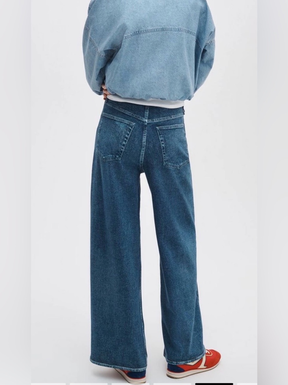 rag & bone Wide Leg Denim Jeans in Medium Blue - Picture 2 of 10